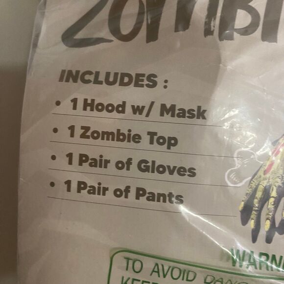 Kids Zombie Costume Cosplay XL 12-14 years with Mask Halloween New - Picture 4 of 5